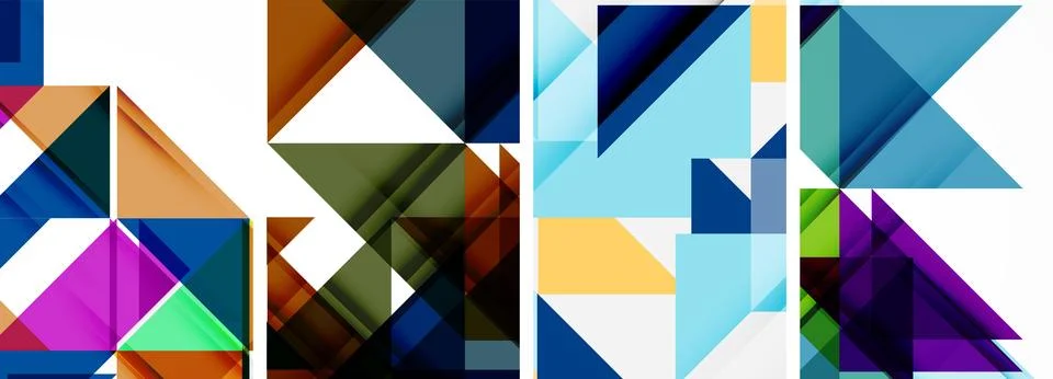Set of abstract random triangle composition backgrounds. Vector illustration for Illustrazione stock
