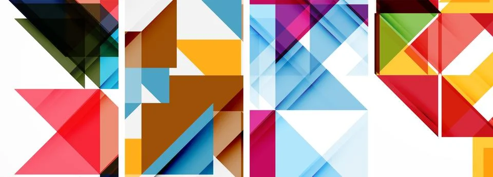 Set of abstract random triangle composition backgrounds. Vector illustration for Stock Illustration