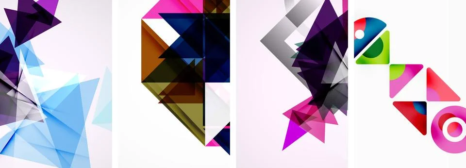 Set of abstract random triangle composition backgrounds. Vector illustration for Illustrazione stock