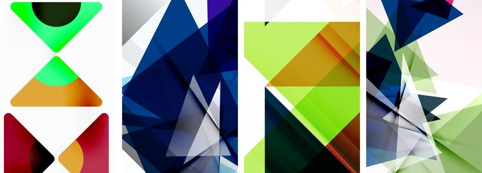 Set of abstract random triangle composition backgrounds. Vector illustration for Illustrazione stock