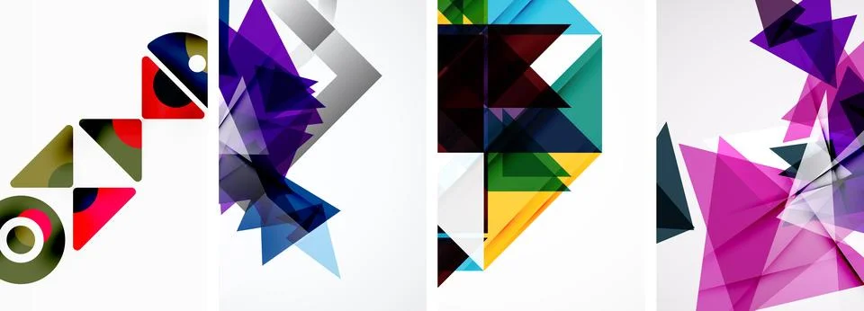 Set of abstract random triangle composition backgrounds. Vector illustration for 스톡 일러스트