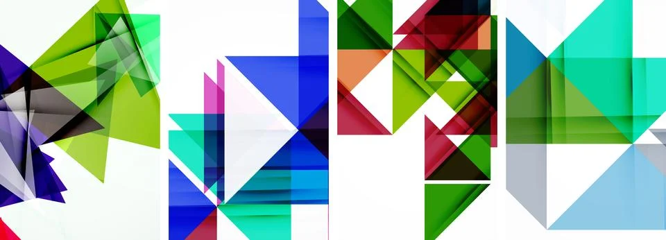 Set of abstract random triangle composition backgrounds. Vector illustration for Illustrazione stock