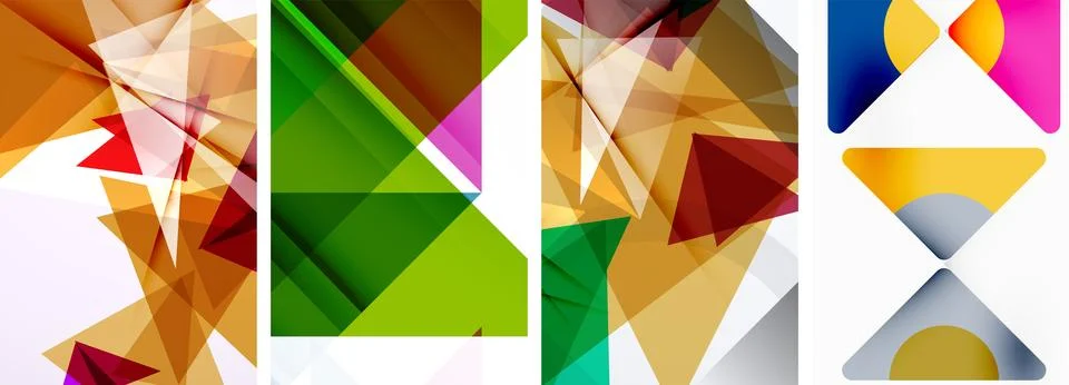 Set of abstract random triangle composition backgrounds. Vector illustration for Stock Illustration