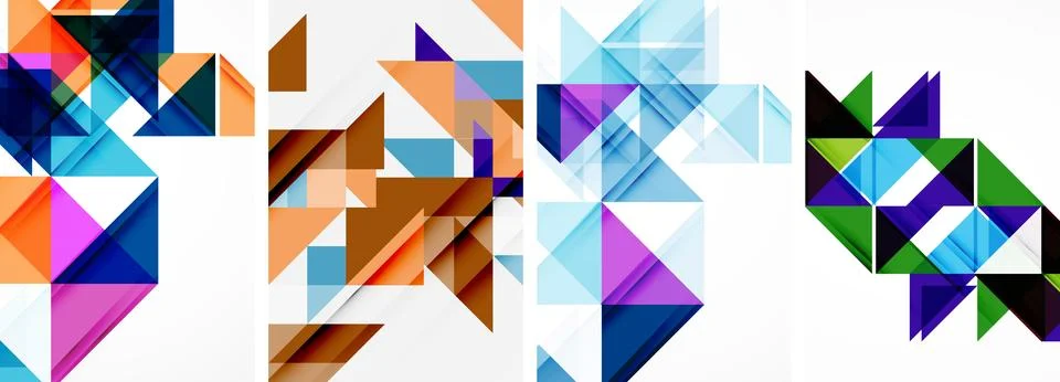 Set of abstract random triangle composition backgrounds. Vector illustration for Illustrazione stock