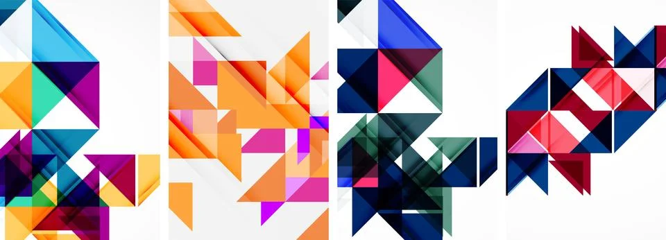 Set of abstract random triangle composition backgrounds. Vector illustration for Illustrazione stock