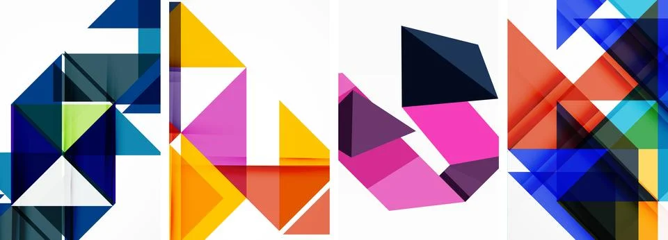 Set of abstract random triangle composition backgrounds. Vector illustration for Stock Illustration