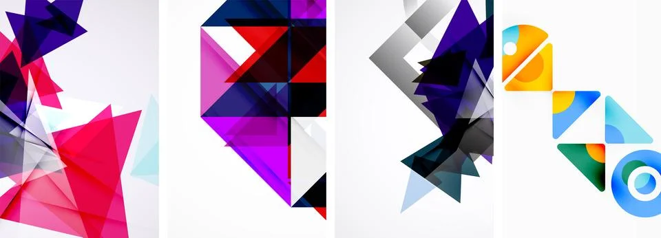 Set of abstract random triangle composition backgrounds. Vector illustration for Stock Illustration