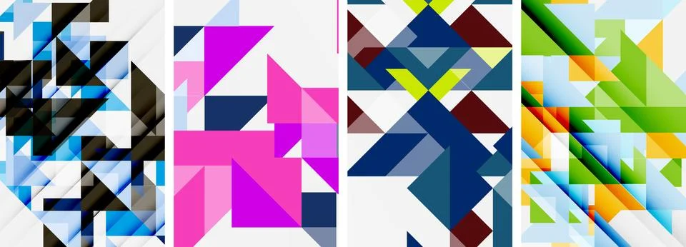 Set of abstract random triangle composition backgrounds. Vector illustration for イラスト素材