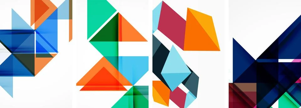 Set of abstract random triangle composition backgrounds. Vector illustration for イラスト素材