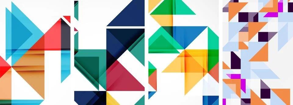 Set of abstract random triangle composition backgrounds. Vector illustration for Illustrazione stock
