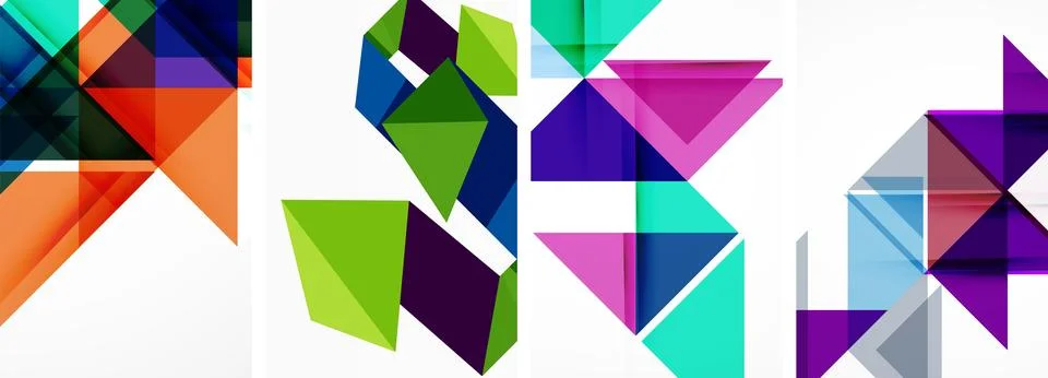 Set of abstract random triangle composition backgrounds. Vector illustration for イラスト素材