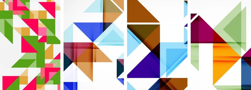 Set of abstract random triangle composition backgrounds. Vector illustration for イラスト素材