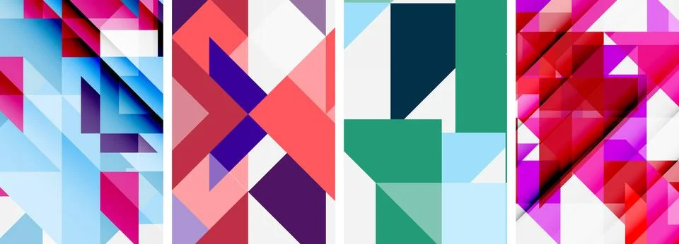 Set of abstract random triangle composition backgrounds. Vector illustration for Illustrazione stock