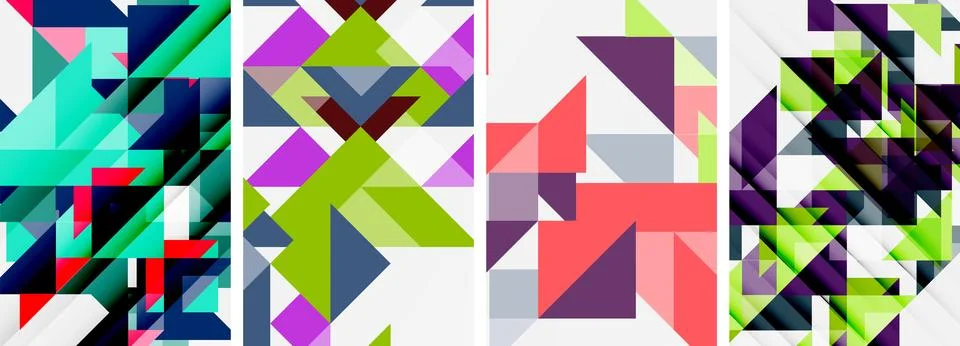 Set of abstract random triangle composition backgrounds. Vector illustration for Illustrazione stock