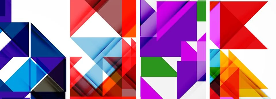 Set of abstract random triangle composition backgrounds. Vector illustration for イラスト素材