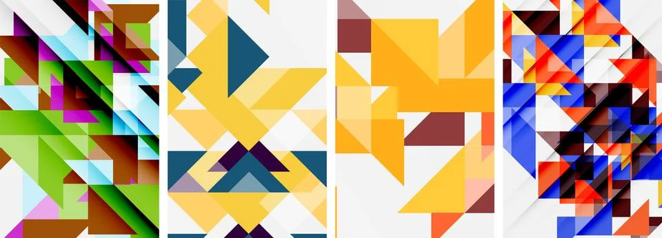 Set of abstract random triangle composition backgrounds. Vector illustration for Illustrazione stock