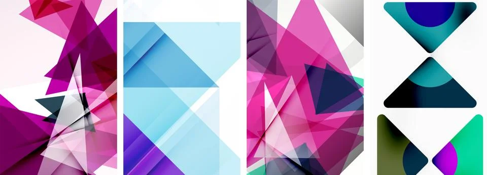 Set of abstract random triangle composition backgrounds. Vector illustration for Stock Illustration