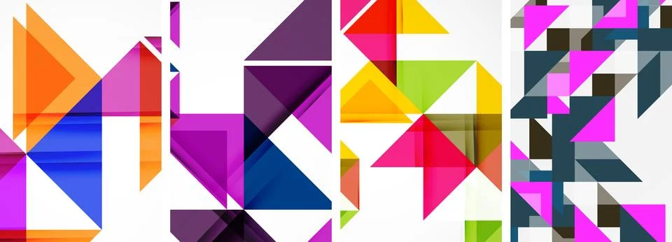 Set of abstract random triangle composition backgrounds. Vector illustration for 库存插图