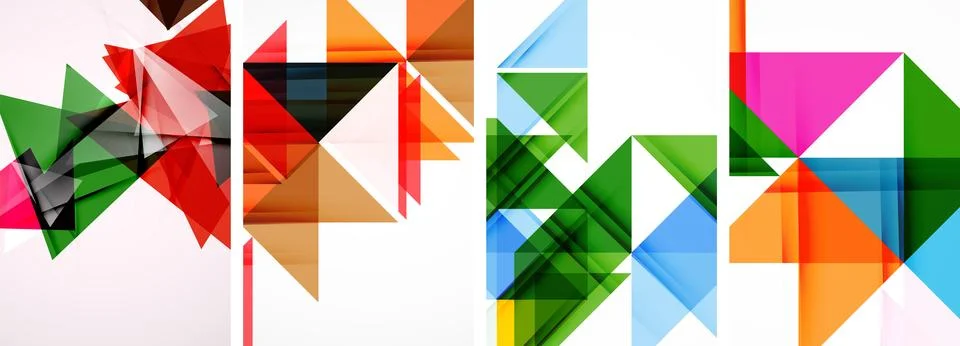 Set of abstract random triangle composition backgrounds. Vector illustration for 스톡 일러스트