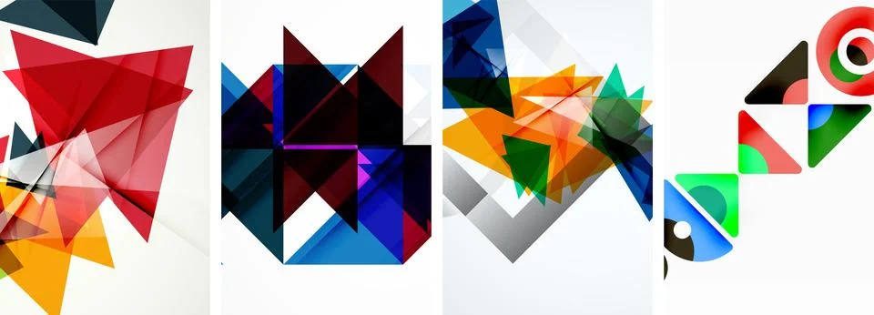 Set of abstract random triangle composition backgrounds. Vector illustration for Illustrazione stock