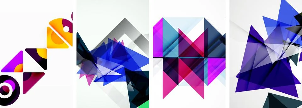Set of abstract random triangle composition backgrounds. Vector illustration for Illustrazione stock