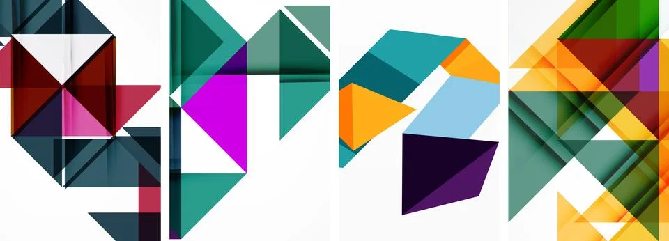 Set of abstract random triangle composition backgrounds. Vector illustration for イラスト素材