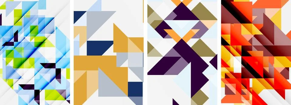 Set of abstract random triangle composition backgrounds. Vector illustration for Illustrazione stock