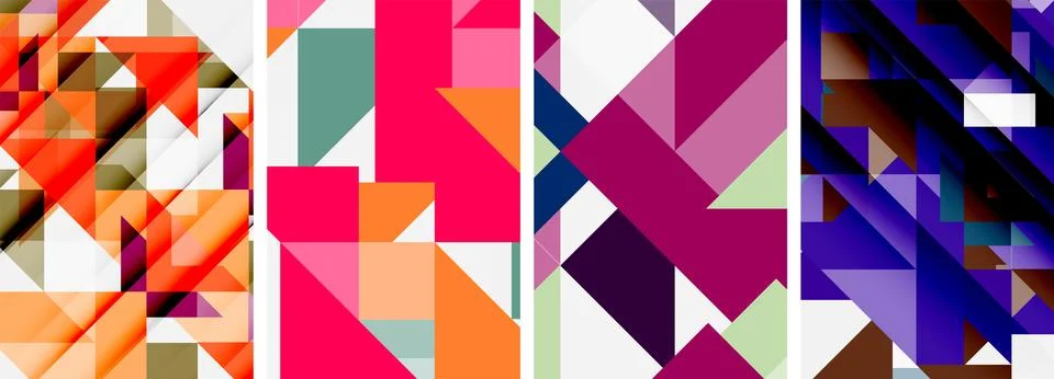 Set of abstract random triangle composition backgrounds. Vector illustration for Illustrazione stock