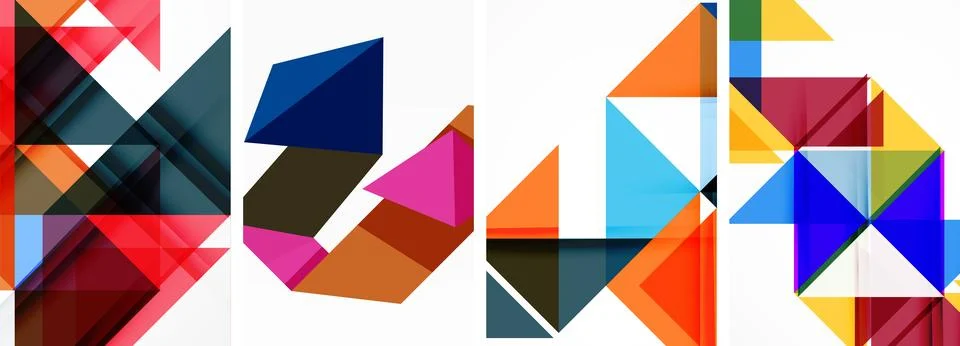 Set of abstract random triangle composition backgrounds. Vector illustration for 스톡 일러스트