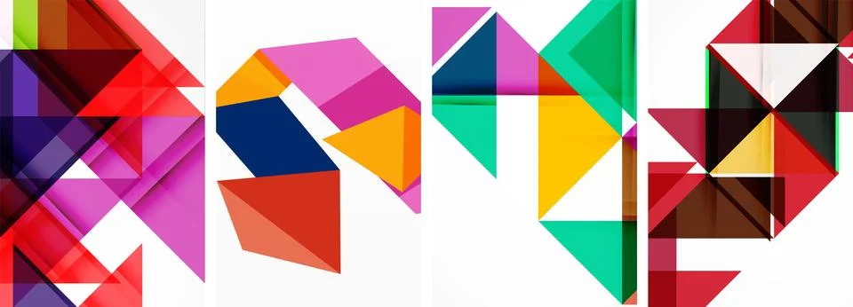 Set of abstract random triangle composition backgrounds. Vector illustration for イラスト素材