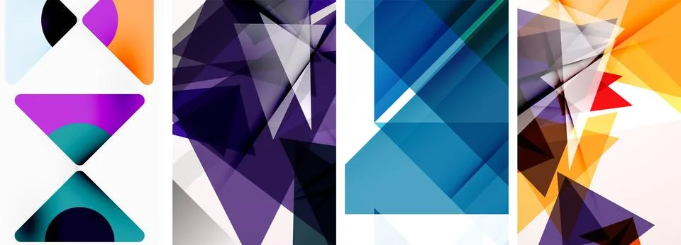 Set of abstract random triangle composition backgrounds. Vector illustration for Illustrazione stock
