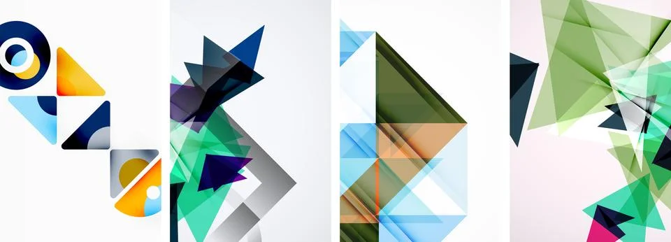 Set of abstract random triangle composition backgrounds. Vector illustration for Stock Illustration