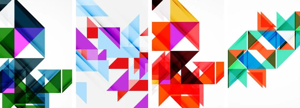 Set of abstract random triangle composition backgrounds. Vector illustration for Stock Illustration
