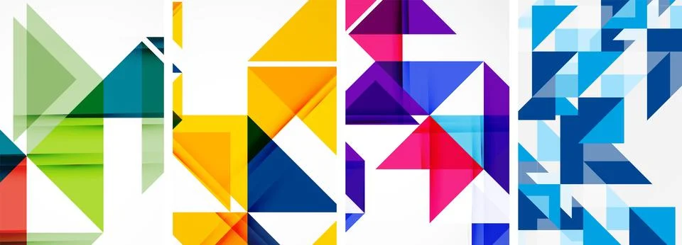 Set of abstract random triangle composition backgrounds. Vector illustration for イラスト素材