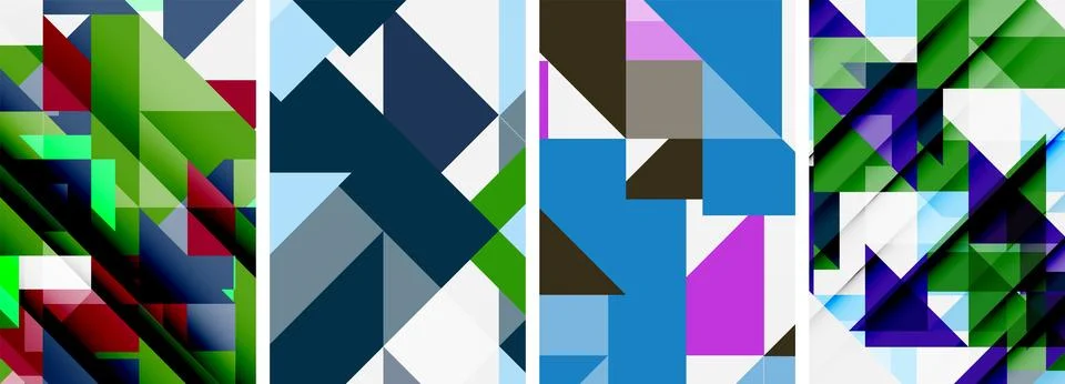 Set of abstract random triangle composition backgrounds. Vector illustration for Illustrazione stock