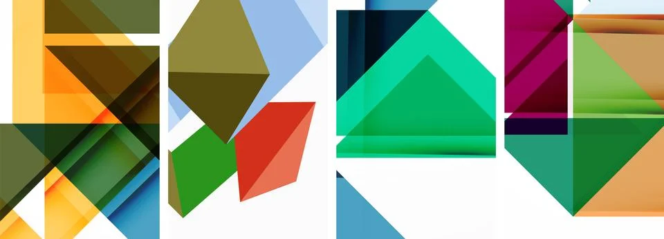 Set of abstract random triangle composition backgrounds. Vector illustration for Stock Illustration