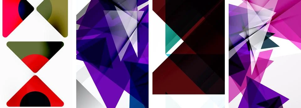 Set of abstract random triangle composition backgrounds. Vector illustration for Stock Illustration