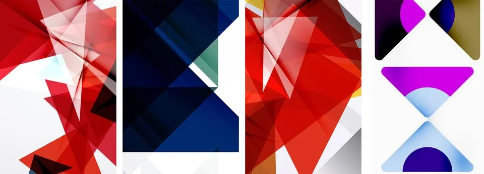 Set of abstract random triangle composition backgrounds. Vector illustration for Illustrazione stock