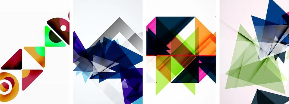 Set of abstract random triangle composition backgrounds. Vector illustration for Illustrazione stock
