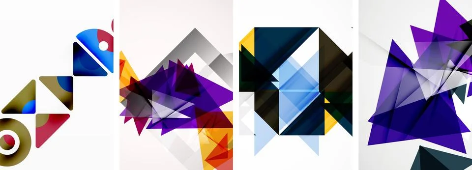 Set of abstract random triangle composition backgrounds. Vector illustration for Stock Illustration
