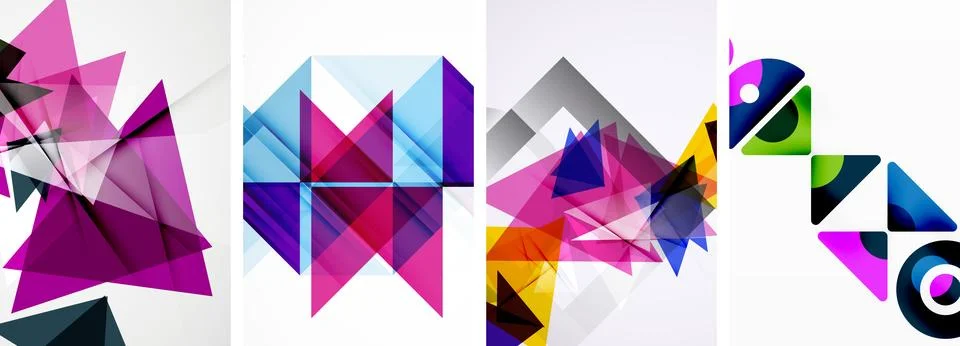 Set of abstract random triangle composition backgrounds. Vector illustration for Stock Illustration