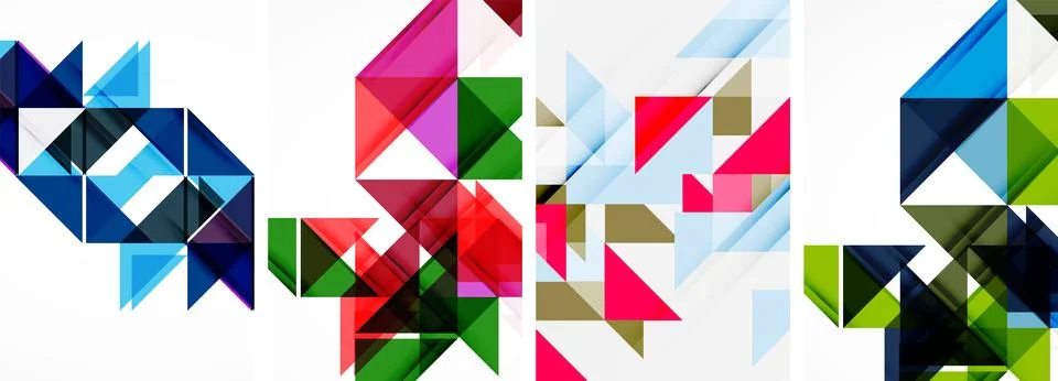 Set of abstract random triangle composition backgrounds. Vector illustration for Stock Illustration