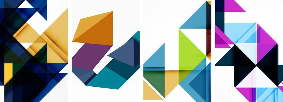 Set of abstract random triangle composition backgrounds. Vector illustration for イラスト素材