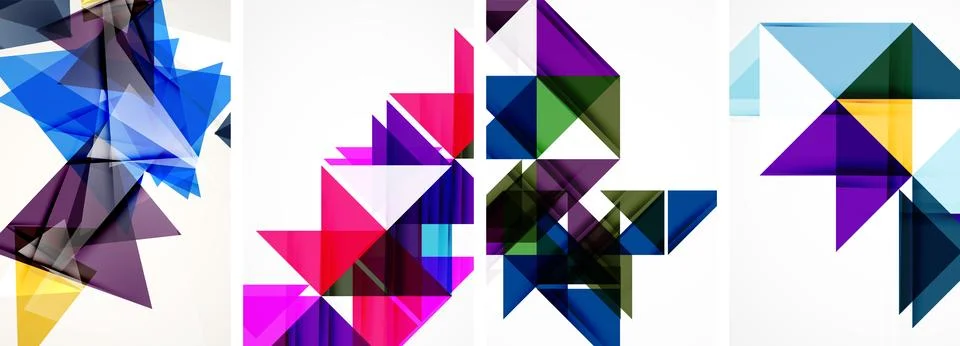 Set of abstract random triangle composition backgrounds. Vector illustration for イラスト素材