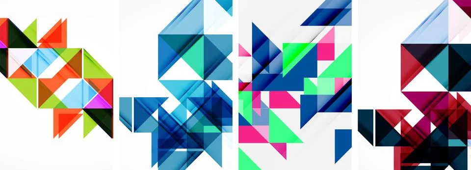 Set of abstract random triangle composition backgrounds. Vector illustration for イラスト素材