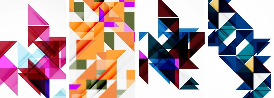 Set of abstract random triangle composition backgrounds. Vector illustration for Stock Illustration