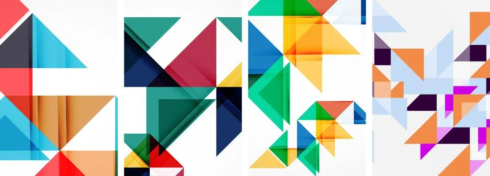 Set of abstract random triangle composition backgrounds. Vector illustration for Illustrazione stock