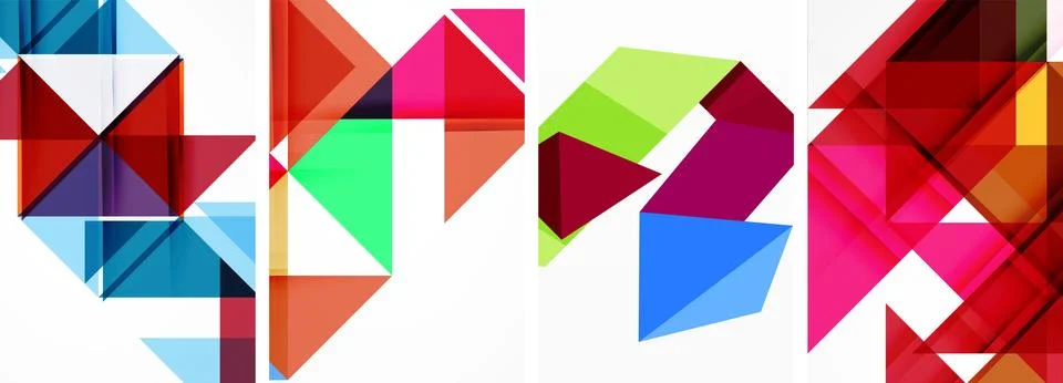 Set of abstract random triangle composition backgrounds. Vector illustration for Stock Illustration