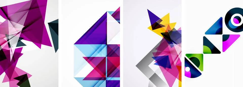 Set of abstract random triangle composition backgrounds. Vector illustration for 스톡 일러스트