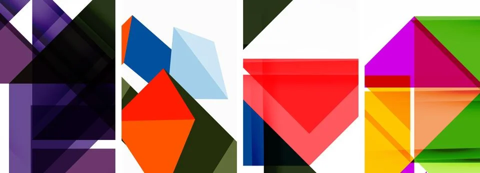 Set of abstract random triangle composition backgrounds. Vector illustration for Stock Illustration